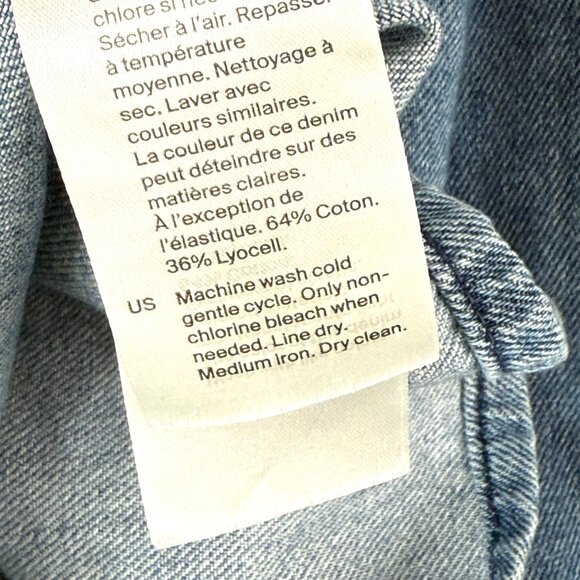 COS Oversized Cropped Elbow Sleeves Cotton Tencel Collared Denim Shirt Womens 2 - Picture 7 of 9